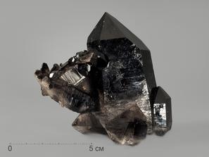 Морион (чёрный кварц). Морион (чёрный кварц), сросток кристаллов 9,4х9х5 см