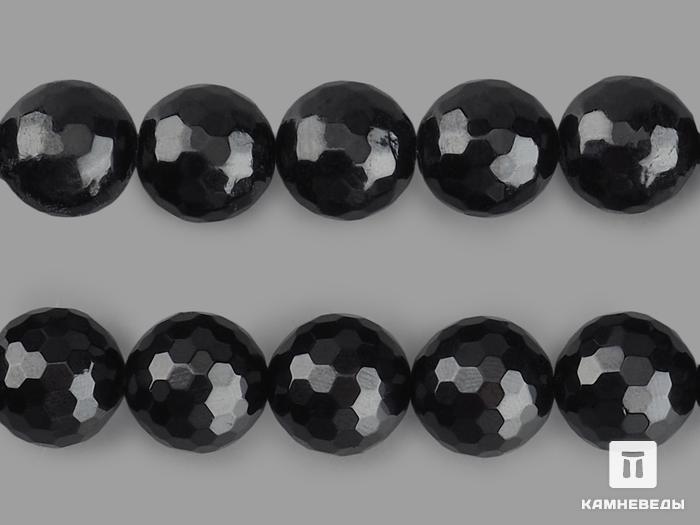 Бусины из шерла (чёрного турмалина), огранка, 10 шт. на нитке,12 мм, 16832, фото 1