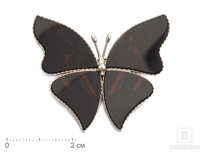 Брошь «Бабочка» с коричневым обсидианом, 4,3х3,8х0,2 см, 17807, фото 1