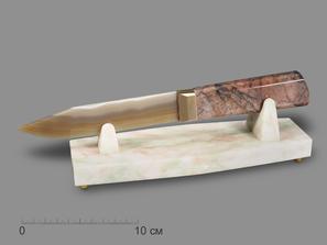 Сувенирный нож из серого агата и яшмы, 26х7,5х7 см