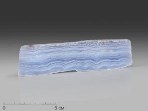 Агат, Сапфирин (голубой халцедон). Агат голубой (сапфирин), полированный срез 11,5х3х0,7 см
