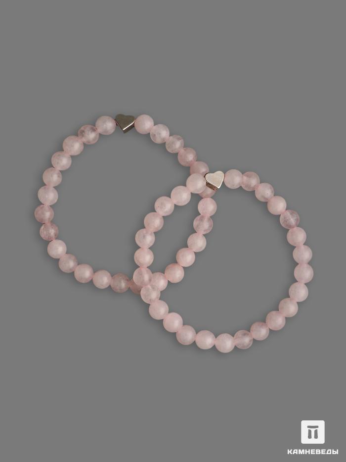 Комплект парных браслетов из розового кварца «Для подружек», 13452, фото 1